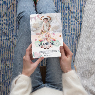 Photo Pastel Unicorn Barns födelsedag Tack Card Inbjudningar