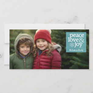 Photo - Peace Kärlek and Joy - Light Blue Julkort