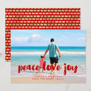 Photo Peace Kärlek Joy Red jul-familjen Julkort