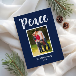 Photo Peace Navy Blue Brushed-skript Julkort