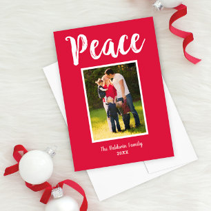 Photo Peace Red Brushed-skript Julkort