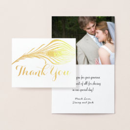 Photo Peacock Tack Typography Silver Foil Folierat Kort