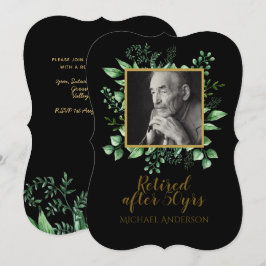 PHOTO Pension inbjuden Black Guld Löv Inbjudningar