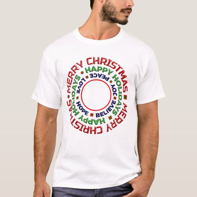 Photo Personalize för julfamiljen Helgdag T Shirt (Framsida)