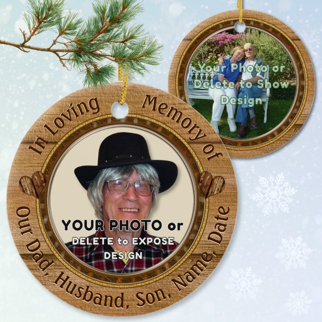 Photo Personalized, Memorial Ornaments for Dad Julgransprydnad Keramik (Personalized Memorial Christmas Ornaments. In Memory Ornament is a wonderful bereavement keepsake.)