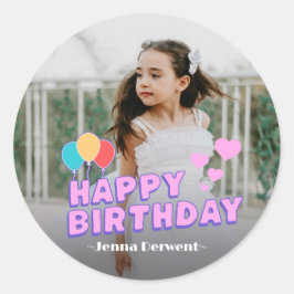 Photo Personlig Birthday Runt Klistermärke