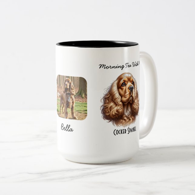 Photo Pet Cocker Spain Personalize Två-Tonad Mugg (Framsida höger)