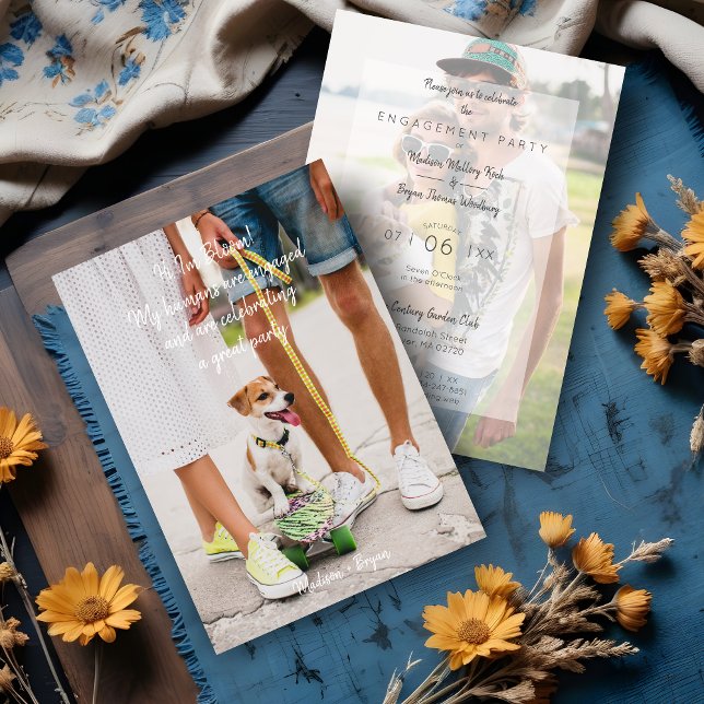 Photo Pet Funny Couple Engagement Party Inbjudningar (Photo Pet Funny Couple Engagement Party Invitation Card.)