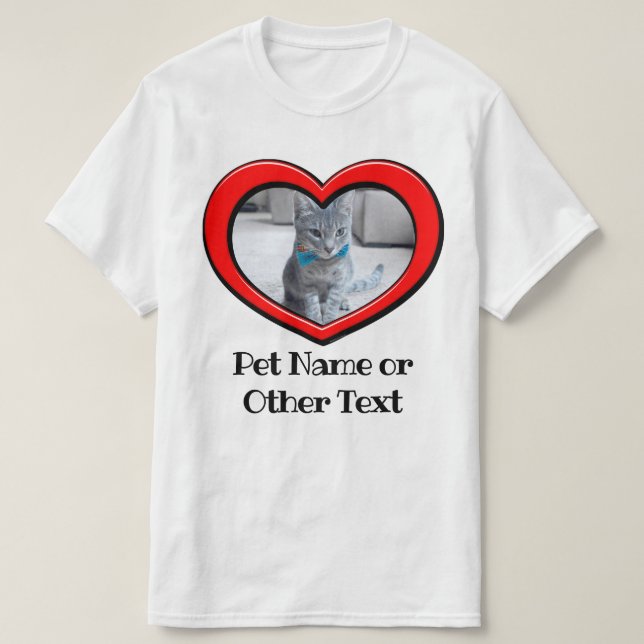 Photo Pet Personlig Heart Ram Hund Cat T Shirt (Design framsida)