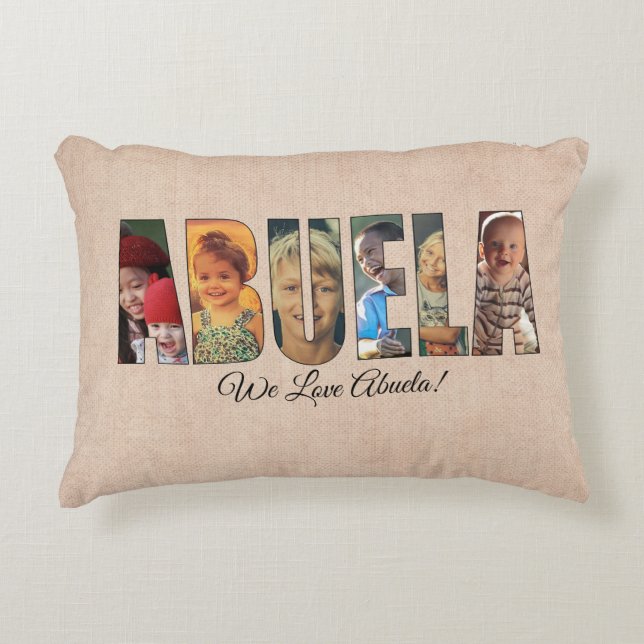 Photo Pillow ABUELA, Add Bilder, Message on back Prydnadskudde (Framsidan)