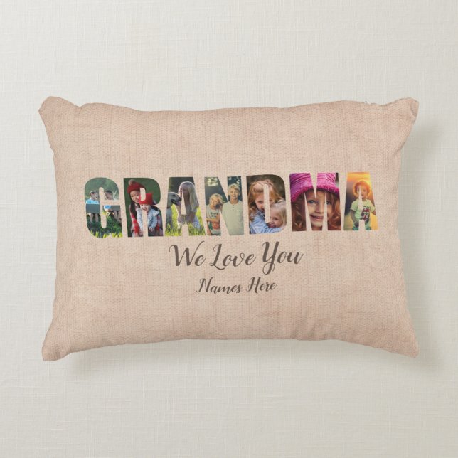Photo Pillow GRANDMA Vi Kärlek, lägg till Bilder N Prydnadskudde (Framsidan)