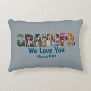 Photo Pillow GRANDPA Vi Kärlek, lägg till Bilder N Prydnadskudde