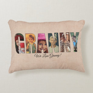 Photo Pillow GRANNY, Add Bilder, Message on back Prydnadskudde
