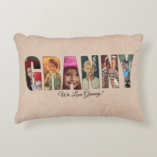 Photo Pillow GRANNY, Add Bilder, Message on back Prydnadskudde (Framsidan)