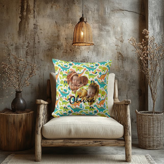 Photo Pillow med Heart Ramar och Kawaii Dinosaur Kudde (Skapare uppladdad)
