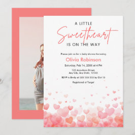 Photo Pink and Red A Little Sweetheart Baby Shower Inbjudningar