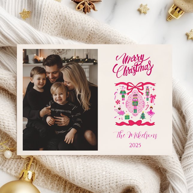 Photo Pink Nutcracker Christmas Julkort (Skapare uppladdad)