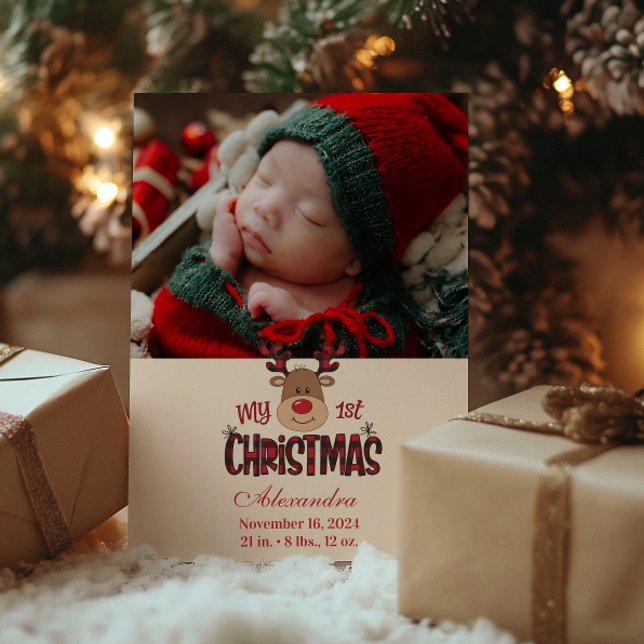 Photo Play Reindeer Baby Första jul Julkort (Skapare uppladdad)