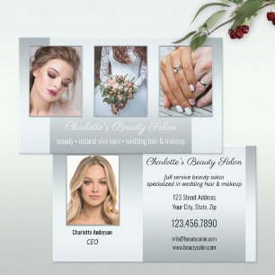 Photo Portfolio Beauty Salon Professionell Silver Visitkort