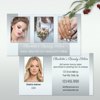 Photo Portfolio Beauty Salon Professionell Silver Visitkort