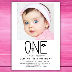 Photo Porträtt One Swehoney 1st First Birthday Inbjudningar