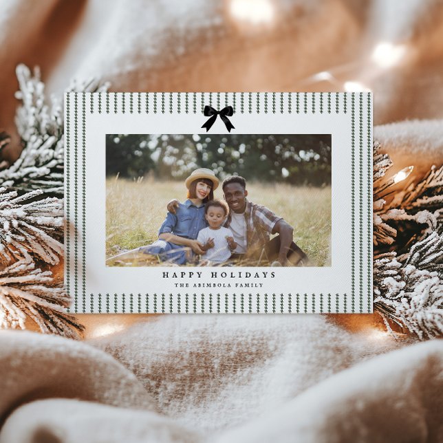 Photo Preppy Bow Gräs Rand Julkort (Skapare uppladdad)