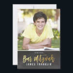 PHOTO PUB MITZVAH modern grått chalkboard guld Inbjudningar<br><div class="desc">med kat masard >> kat@simplysweetPAPERIE.com <<< PUB MITZVAH Inbjudan till ditt barn att konfigurera trendiget som mall är det enkelt att lägga till egna uppgifter eller slått anpassningsknappen och du kan lägga till eller ändra text, typsnitt, storlekar osv. TIP: 1. Om du vill ändra/flytta grafik/ändra bakgrund slå färg knappen "anpassa"....</div>