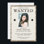 Photo & QR-Code Bachelorette Inbjudningar<br><div class="desc">Fun sophisticated and fashionable Bachelorette invitation with QR-Code and photo. Fun "WANTED" poster style invitation for women with a wood effect background and a grunge paper image with your event details and photo. All text, font and font colour is fully customisable to meet your requirements. Modern photo card to celebrate...</div>