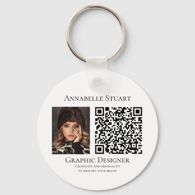 Photo QR code Business Company Large Nyckelring (Framsida)