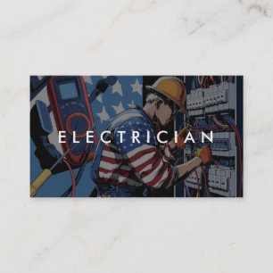 *~* Photo QR Electrician Patriotic Flagga AP75 Visitkort