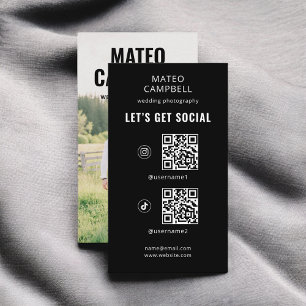 Photo QR-kod, Social Media Black Visitkort
