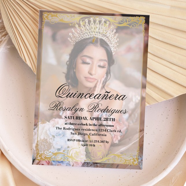 Photo Quinceañera Bohemian Script Inbjudningar (Skapare uppladdad)