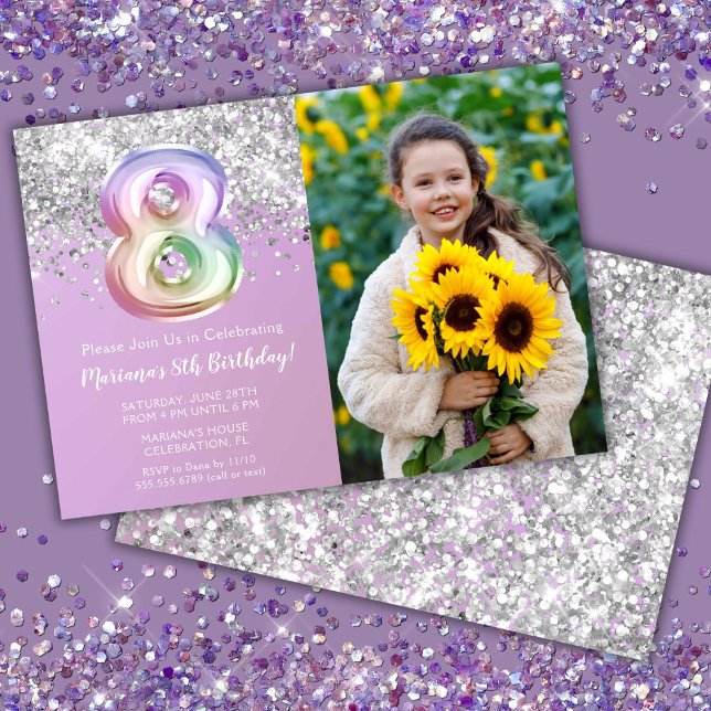 Photo Rainbow Gnistra 8th Birthday Inbjudningar (Skapare uppladdad)