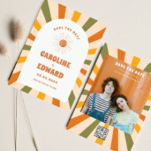 Photo Rainbow Vågigt Groovy Spara datum Qr-kod