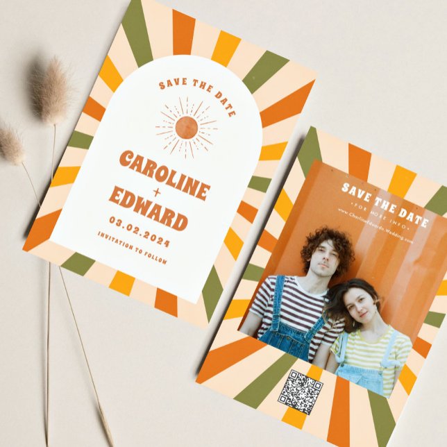 Photo Rainbow Vågigt Groovy Spara datum Qr-kod Datumet (Skapare uppladdad)