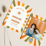 Photo Rainbow Vågigt Groovy Spara datum Qr-kod Spara Datumet<br><div class="desc">Photo Burnt Orange Sol Retro Boho Spara datum Qr-kod</div>