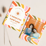 Photo Rainbow Vågigt Groovy Spara datum Qr-kod Spara Datumet<br><div class="desc">Photo Burnt Orange Sol Retro Boho Spara datum Qr-kod</div>
