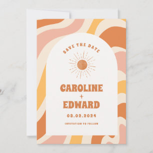 Photo Rainbow Vågigt Groovy Spara datum Qr-kod Spara Datumet