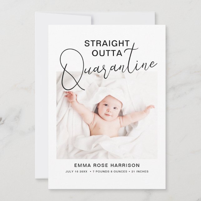 Photo Rak Outta Quarantine Birth Meddelande (Framsida)