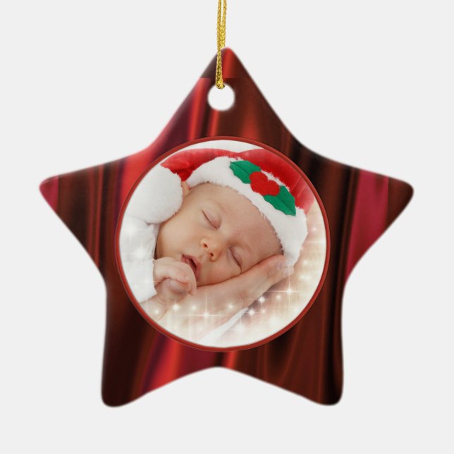 Photo Ram-mall - ser ut som utjämnad röd satin Julgransprydnad Keramik (Framsidan)