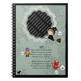 Photo Ram med Witch, Monsters, Ghost, Cat Anteckningsbok