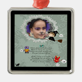 Photo Ram med Witch, Monsters, Ghost, Cat Julgransprydnad Metall