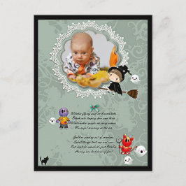 Photo Ram med Witch, Monsters, Ghost, Cat Vykort