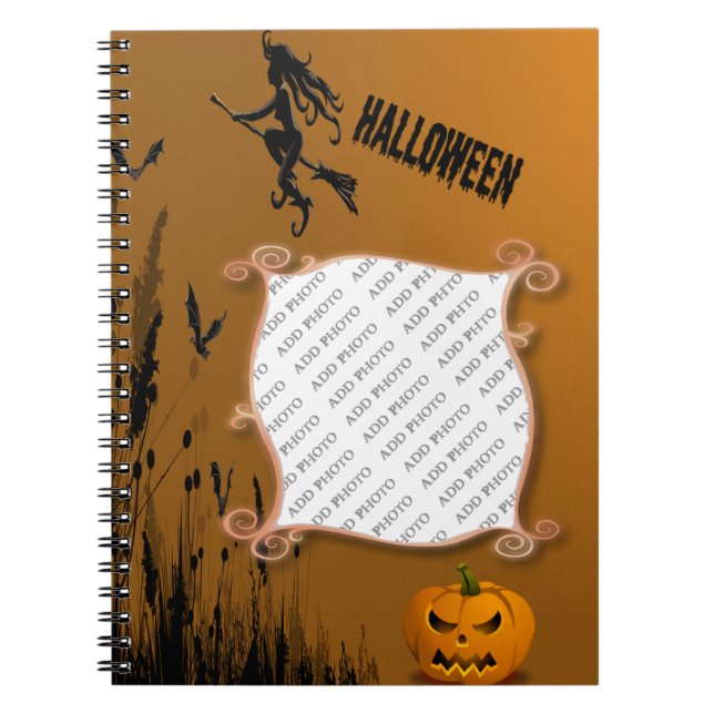 Photo Ram, Witch, Jack o'Lantern Notebook Anteckningsbok Med Spiral (Framsidan)