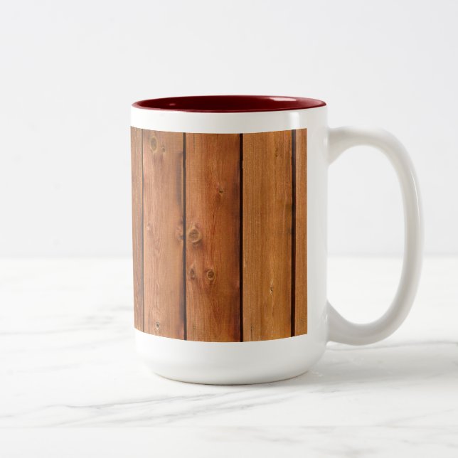 Photo Realistic Rustic, Wood WeatherBoard Två-Tonad Mugg (Höger)