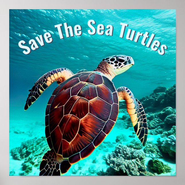 Photo Realistic Sea Turtle | Spara Sea Turtles Poster (Framsidan)