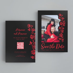 Photo Red Black Hand plockade Ro QR-kodwebbplats Spara Datumet