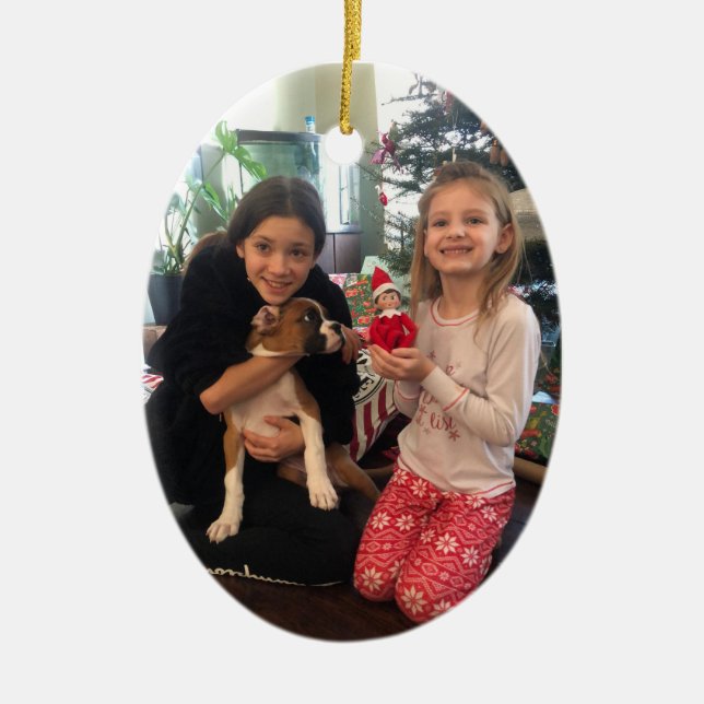 Photo Red God jul PERSONALIZE Julgransprydnad Keramik (Framsidan)