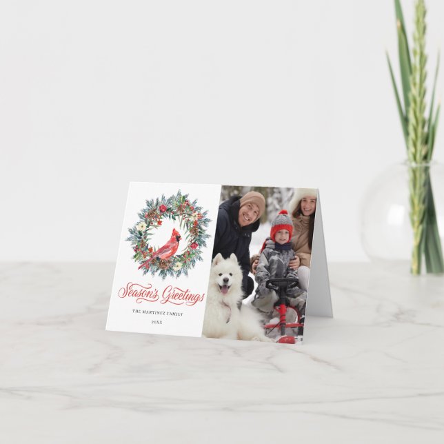 PHOTO Red Kardinal Wandeal Julkort för andnöd Helgkort (Framsida)