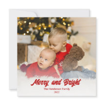 Photo Red Merry och Bright jul Card